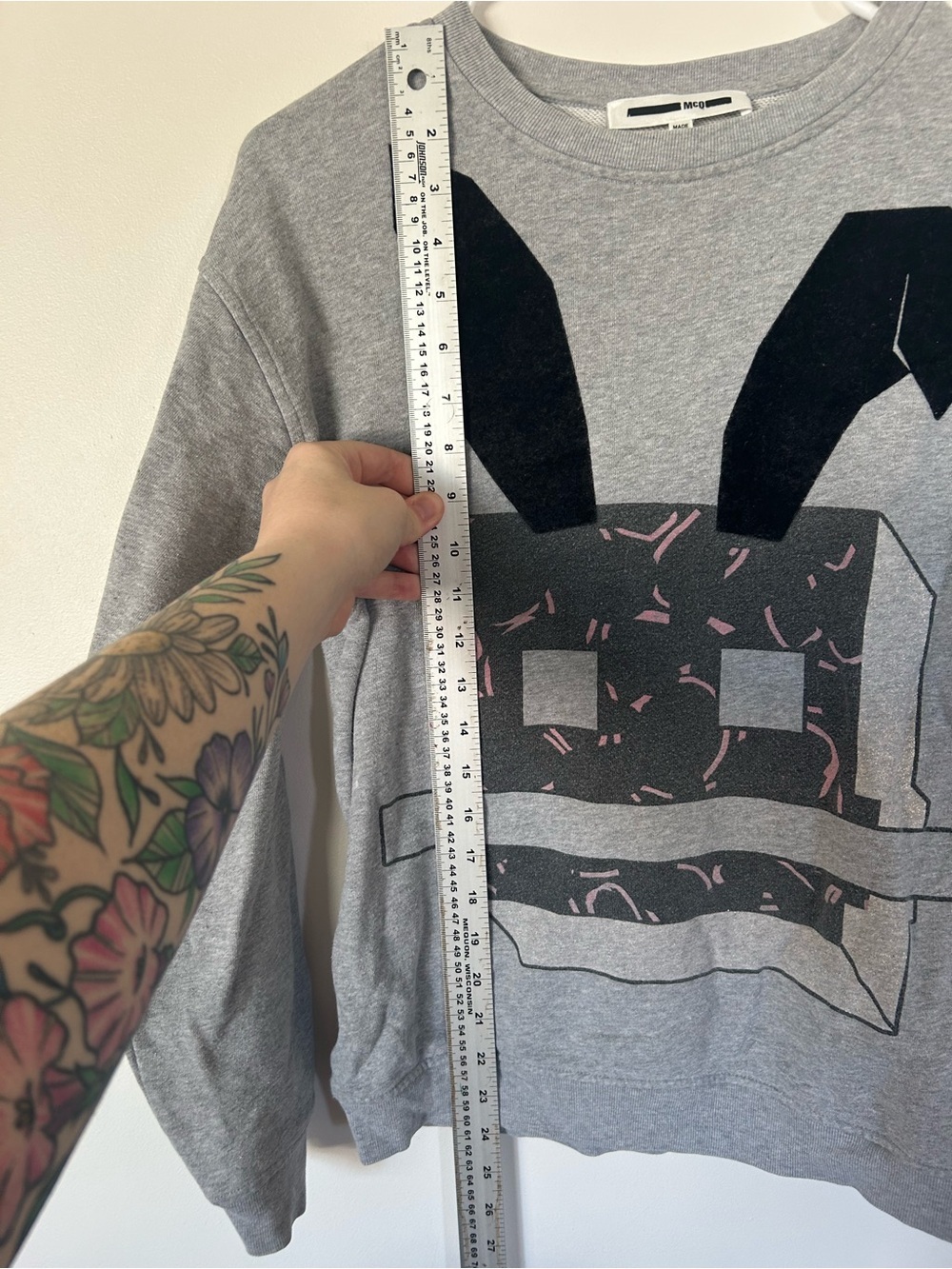 Alexander McQueen Sweatshirt Sweat M Cotton Gray Rabbit XS - Picture 6 of 6